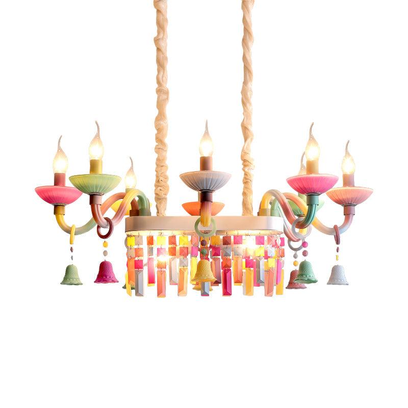 Glass Candle Suspension Light with Little Bell Kids Chandelier - Rebooters