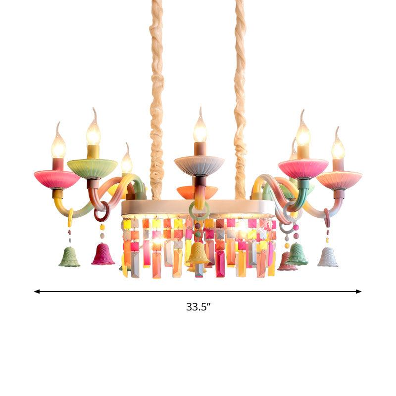 Glass Candle Suspension Light with Little Bell Kids Chandelier - Rebooters