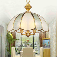 3 Lights Dome Chandelier Lamp Classic Polished Brass Frosted Glass - Rebooters