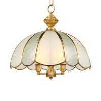 3 Lights Dome Chandelier Lamp Classic Polished Brass Frosted Glass - Rebooters