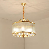 3/5/6 Lights Chandelier Light Colonial Drum Clear Glass Lamp - Rebooters