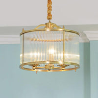 3/5/6 Lights Chandelier Light Colonial Drum Clear Glass Lamp - Rebooters
