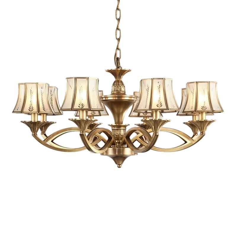5/6/8 Lights Small Medium Large Chandelier Light Classic Curved Frosted Glass Lamp Polished Brass - Rebooters