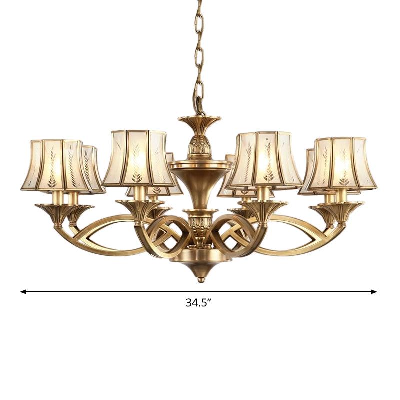 5/6/8 Lights Small Medium Large Chandelier Light Classic Curved Frosted Glass Lamp Polished Brass - Rebooters