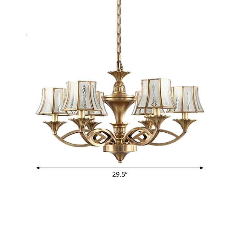 5/6/8 Lights Small Medium Large Chandelier Light Classic Curved Frosted Glass Lamp Polished Brass - Rebooters