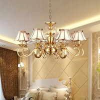 Polished Brass Scalloped Chandelier Lamp 8 Lights Ceiling Light - Rebooters