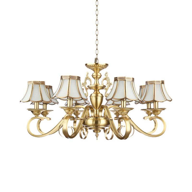 Polished Brass Scalloped Chandelier Lamp 8 Lights Ceiling Light - Rebooters