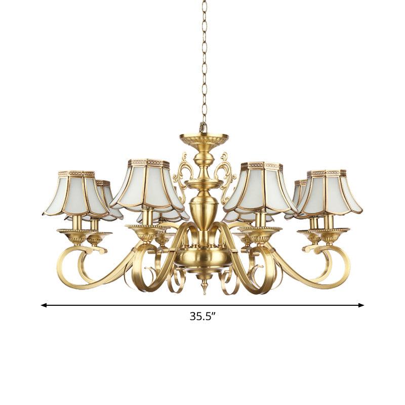 Polished Brass Scalloped Chandelier Lamp 8 Lights Ceiling Light - Rebooters