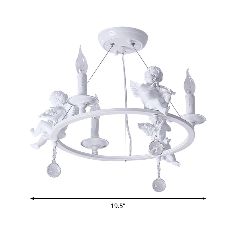 Metal Ring & Candle Chandelier with Angel Villa Modern Light - Rebooters