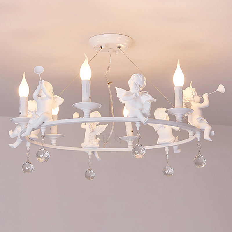 Metal Ring & Candle Chandelier with Angel Villa Modern Light - Rebooters