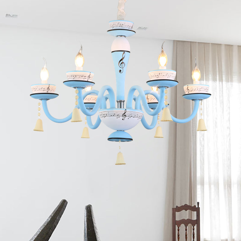 Candle Suspension Light with Little Bell and Musical Note Chandelier for Kids - Rebooters