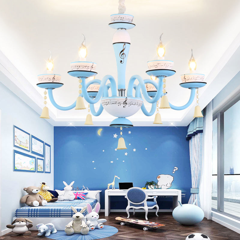 Candle Suspension Light with Little Bell and Musical Note Chandelier for Kids - Rebooters