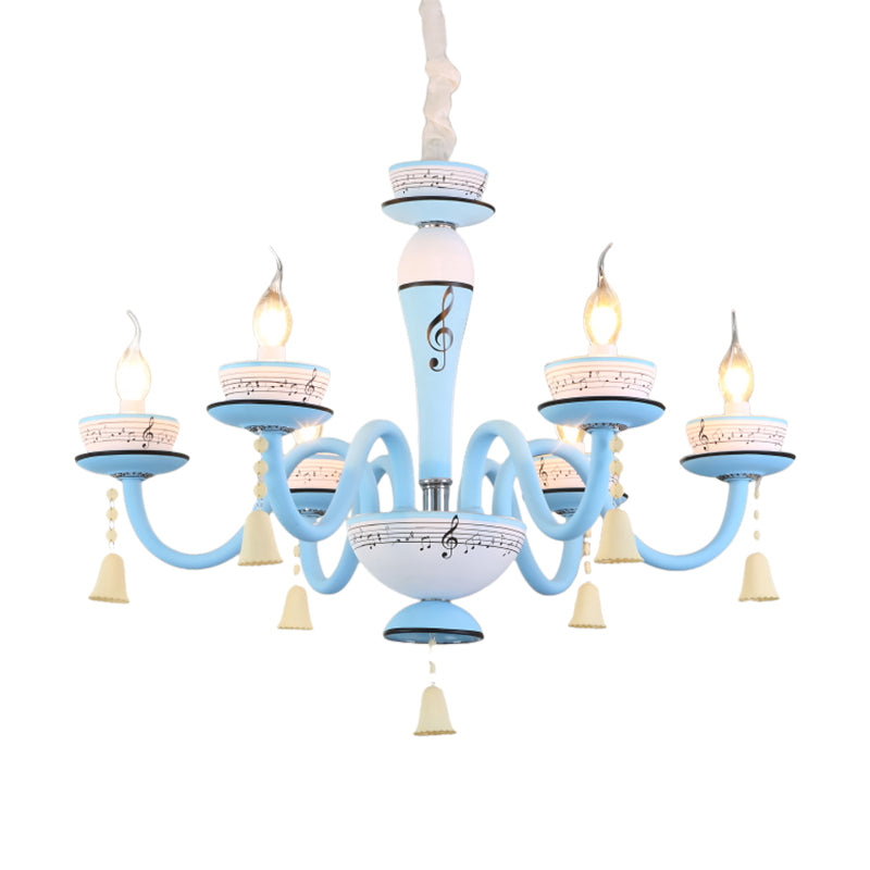 Candle Suspension Light with Little Bell and Musical Note Chandelier for Kids - Rebooters