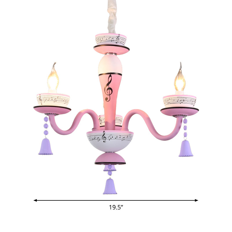 Candle Suspension Light with Little Bell and Musical Note Chandelier for Kids - Rebooters