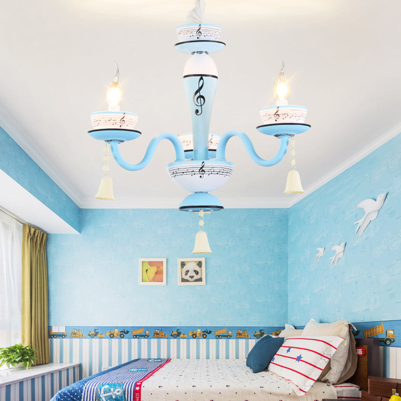 Candle Suspension Light with Little Bell and Musical Note Chandelier for Kids - Rebooters