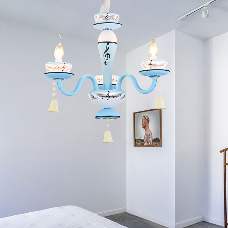 Candle Suspension Light with Little Bell and Musical Note Chandelier for Kids - Rebooters