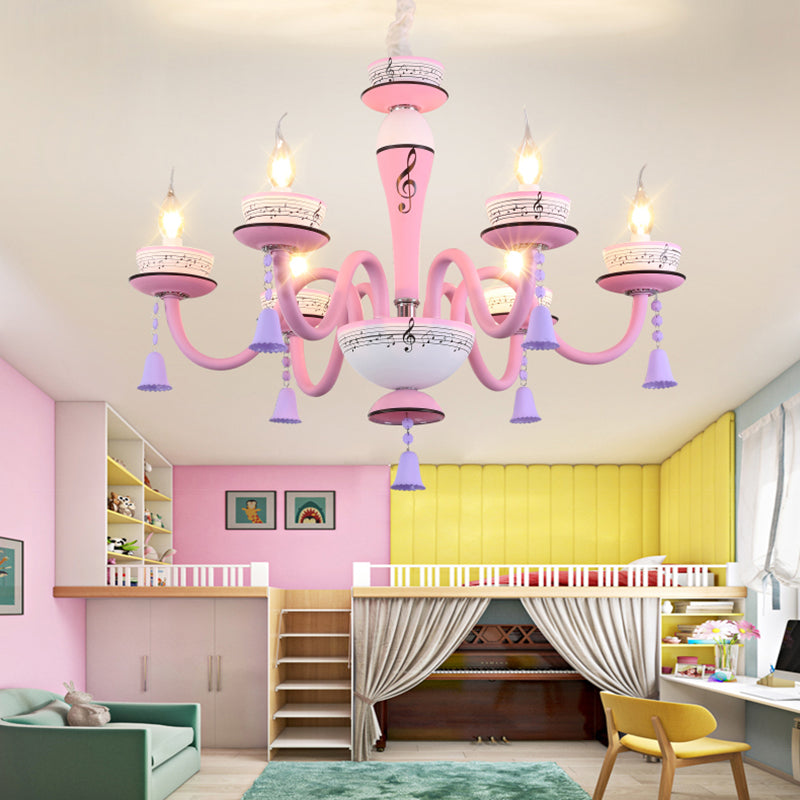 Candle Suspension Light with Little Bell and Musical Note Chandelier for Kids - Rebooters