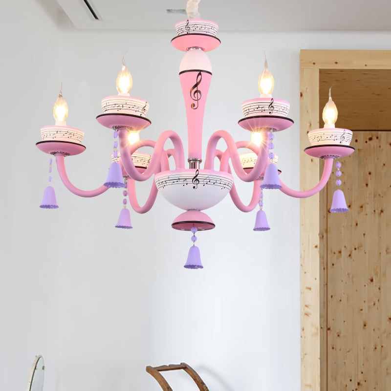 Candle Suspension Light with Little Bell and Musical Note Chandelier for Kids - Rebooters