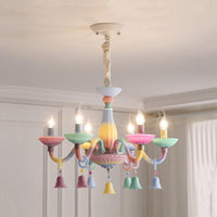 6 Lights Candle Hanging Light with Bell Deco Chandelier - Rebooters