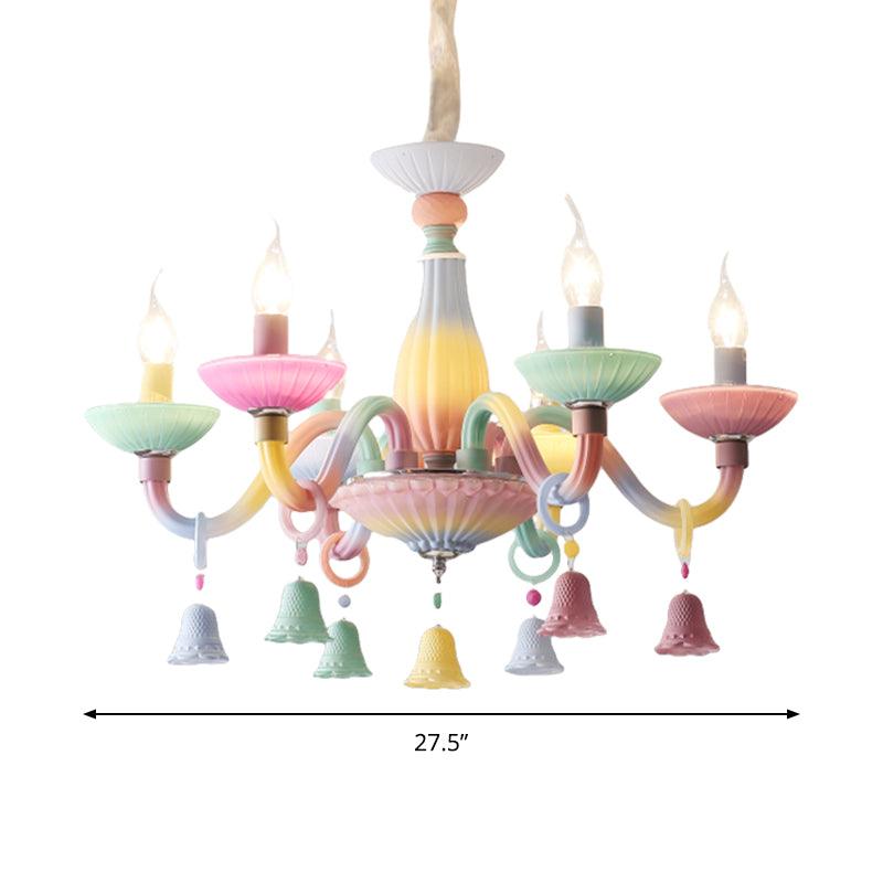 6 Lights Candle Hanging Light with Bell Deco Chandelier - Rebooters