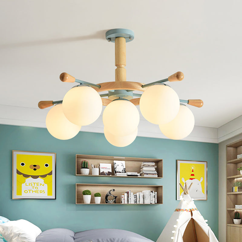 Modern Nordic Rubber Pendant Chandelier Blue Globe Shade - Rebooters