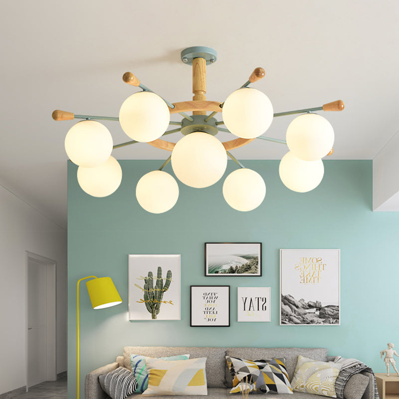 Modern Nordic Rubber Pendant Chandelier Blue Globe Shade - Rebooters