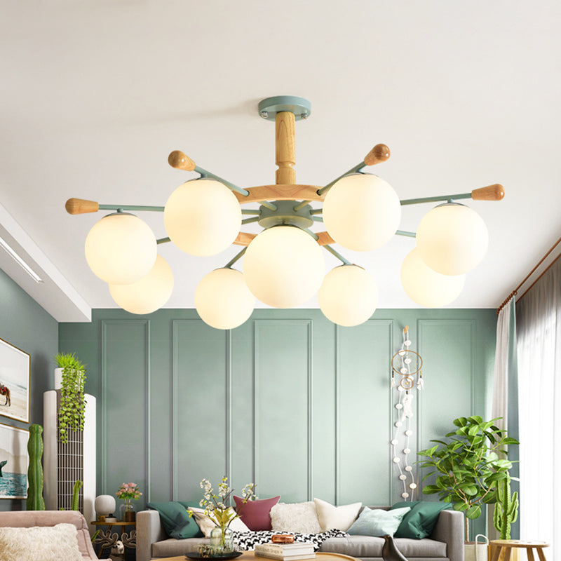 Modern Nordic Rubber Pendant Chandelier Blue Globe Shade - Rebooters