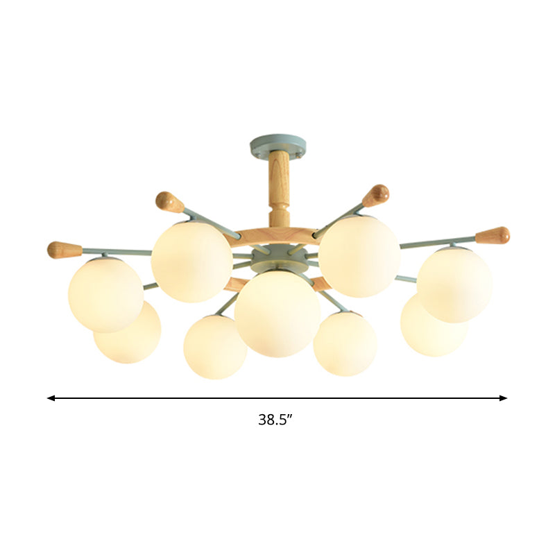 Modern Nordic Rubber Pendant Chandelier Blue Globe Shade - Rebooters