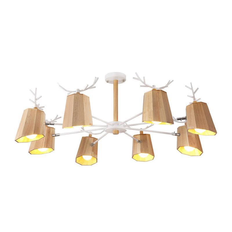 Modern Nordic Deer Horn Pendant Ceiling Light Beige Wood - Rebooters