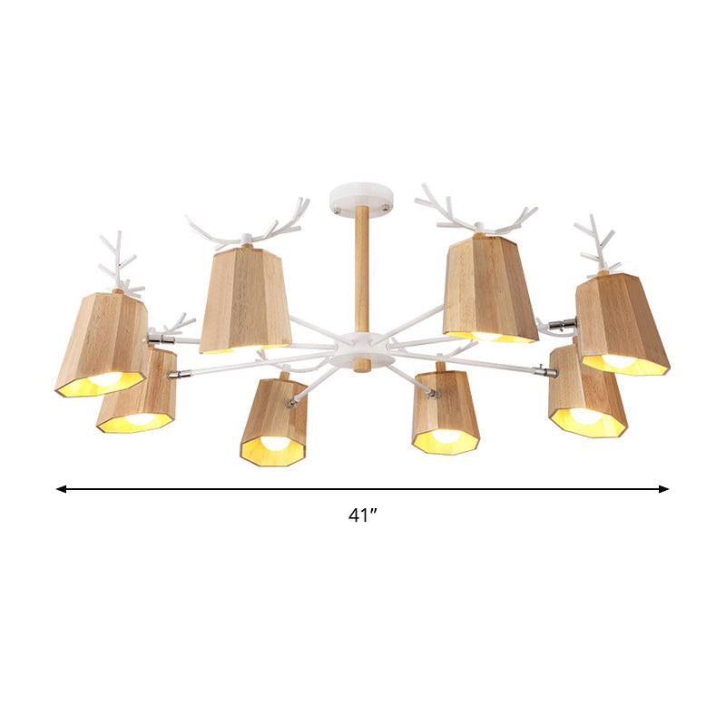 Modern Nordic Deer Horn Pendant Ceiling Light Beige Wood - Rebooters