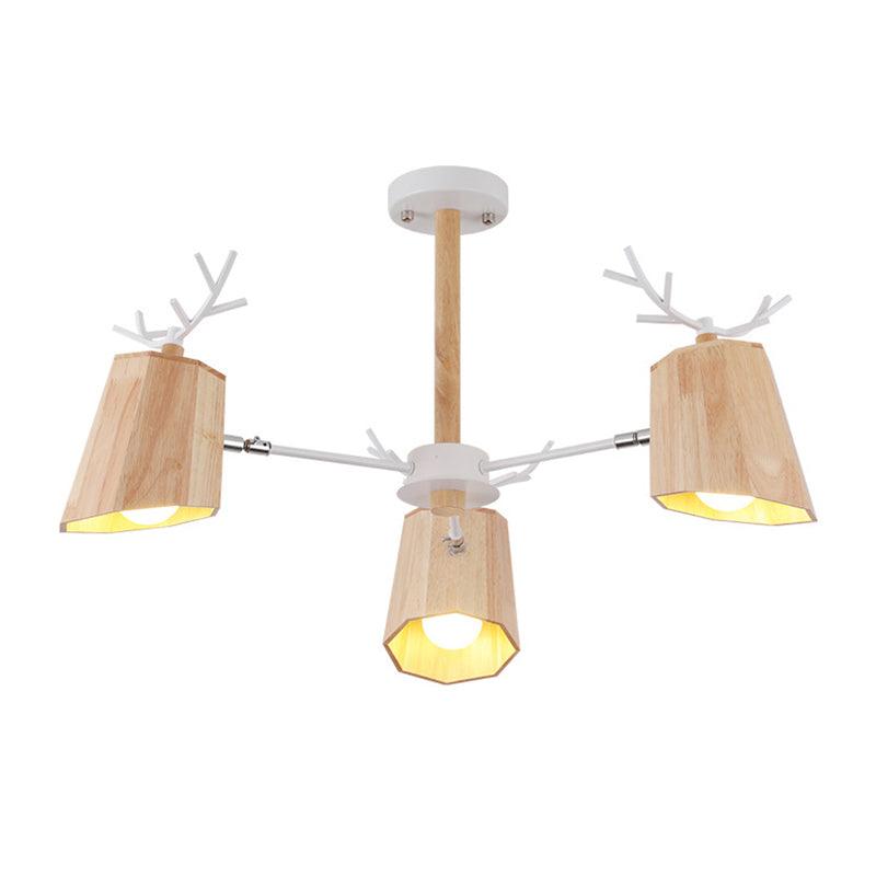 Modern Nordic Deer Horn Pendant Ceiling Light Beige Wood - Rebooters