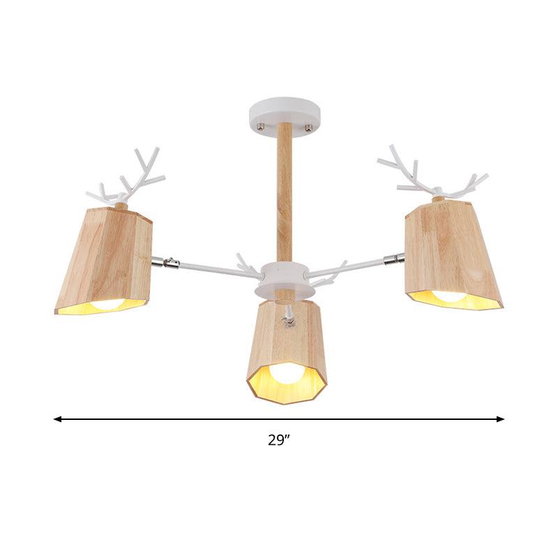 Modern Nordic Deer Horn Pendant Ceiling Light Beige Wood - Rebooters