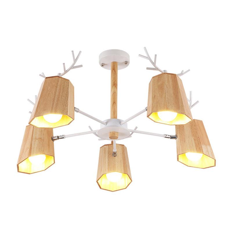 Modern Nordic Deer Horn Pendant Ceiling Light Beige Wood - Rebooters