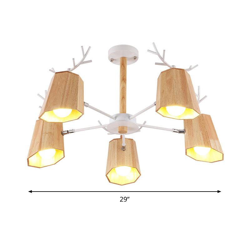 Modern Nordic Deer Horn Pendant Ceiling Light Beige Wood - Rebooters