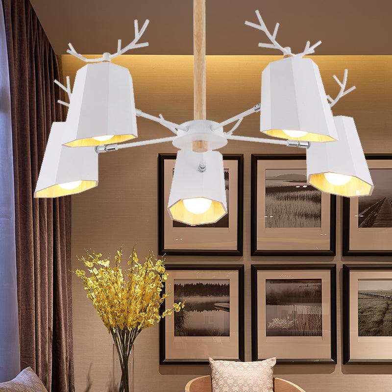 Living Room Tapered Shade Pendant Light with Antlers Fixture - Rebooters