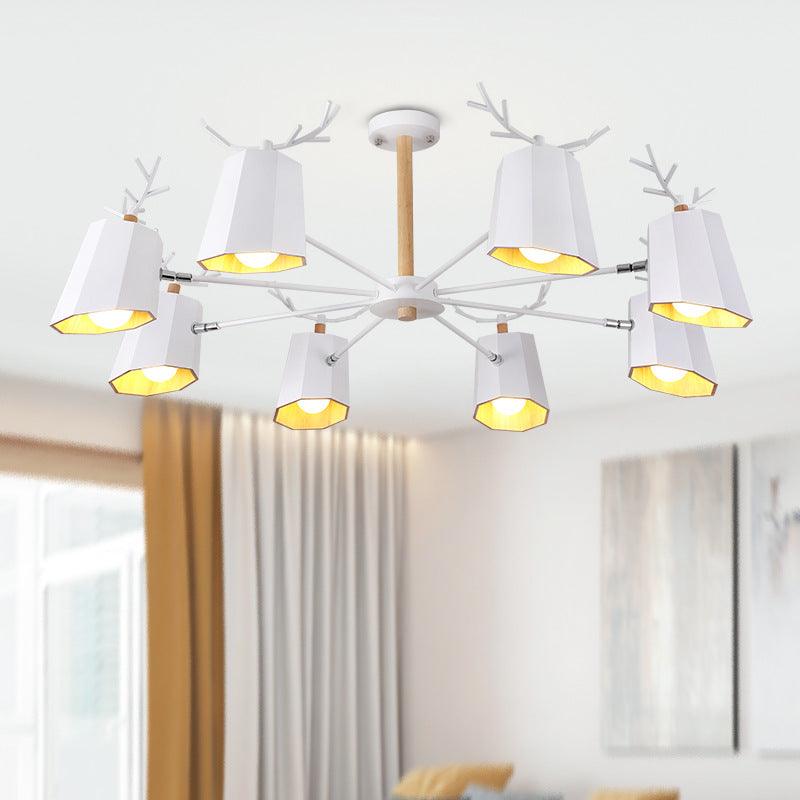 Living Room Tapered Shade Pendant Light with Antlers Fixture - Rebooters