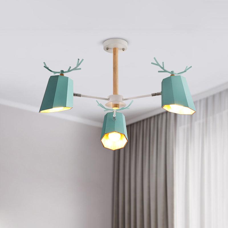 Living Room Tapered Shade Pendant Light with Antlers Fixture - Rebooters