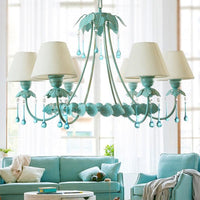 3/6-Light Chandelier Pastoral Bedroom Pendant Light Mint Green - Rebooters