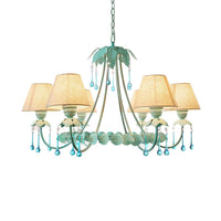 3/6-Light Chandelier Pastoral Bedroom Pendant Light Mint Green - Rebooters