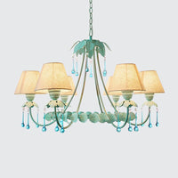 3/6-Light Chandelier Pastoral Bedroom Pendant Light Mint Green - Rebooters