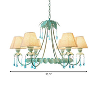 3/6-Light Chandelier Pastoral Bedroom Pendant Light Mint Green - Rebooters