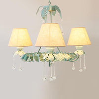 3/6-Light Chandelier Pastoral Bedroom Pendant Light Mint Green - Rebooters