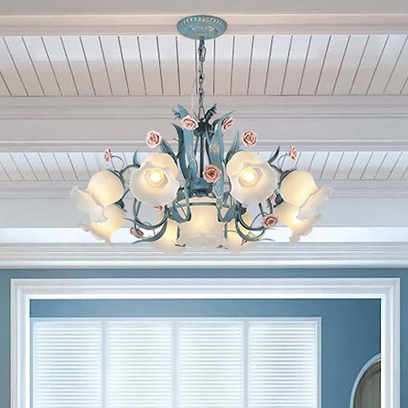 4/6/9-Head Chandelier Lamp Pastoral Style Floral Pendant Light - Rebooters