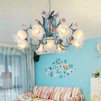 4/6/9-Head Chandelier Lamp Pastoral Style Floral Pendant Light - Rebooters