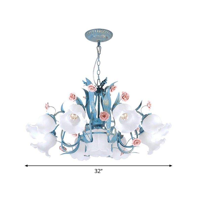 4/6/9-Head Chandelier Lamp Pastoral Style Floral Pendant Light - Rebooters