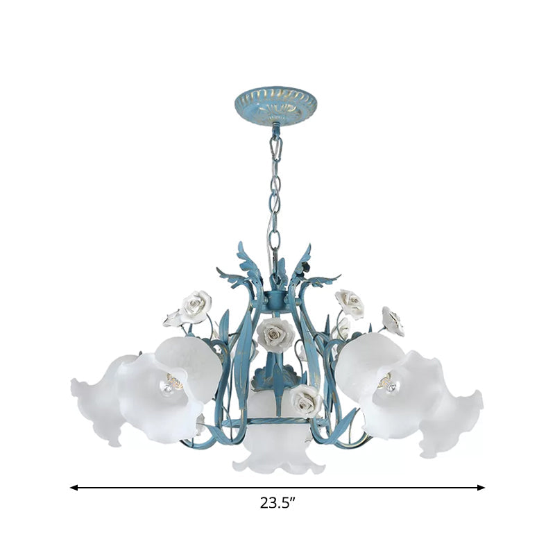 4/6/9-Head Chandelier Lamp Pastoral Style Floral Pendant Light - Rebooters