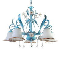 3/5/8-Bulb Up Chandelier Countryside Bedroom Lamp Blue - Rebooters