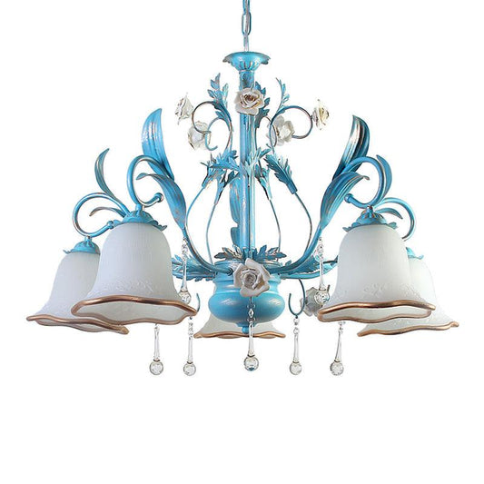 3/5/8-Bulb Up Chandelier Countryside Bedroom Lamp Blue - Rebooters