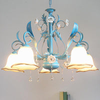 3/5/8-Bulb Up Chandelier Countryside Bedroom Lamp Blue - Rebooters