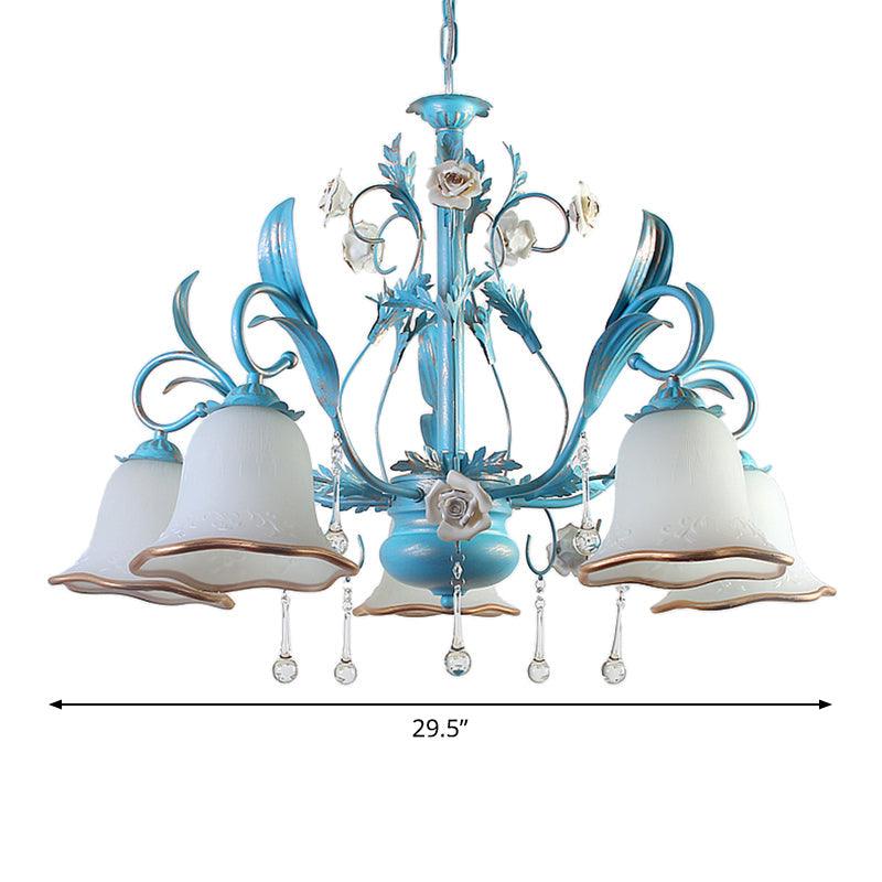 3/5/8-Bulb Up Chandelier Countryside Bedroom Lamp Blue - Rebooters
